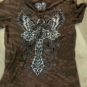 Affliction Brown Graphic Tee